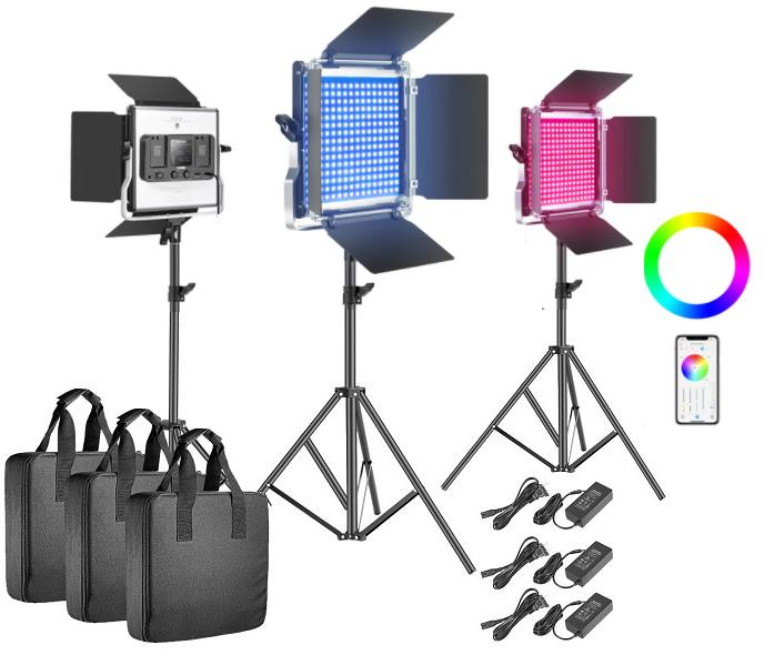Bộ 3 đèn led quay phim chụp ảnh Neewer 660 RGB