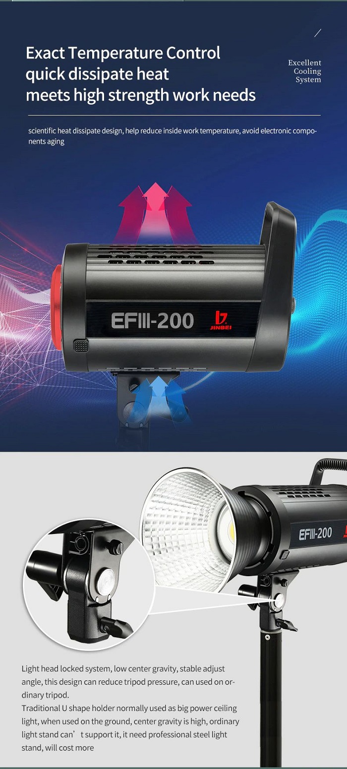 Đèn led studio Jinbei EFIII-200 hàng nhập khẩu