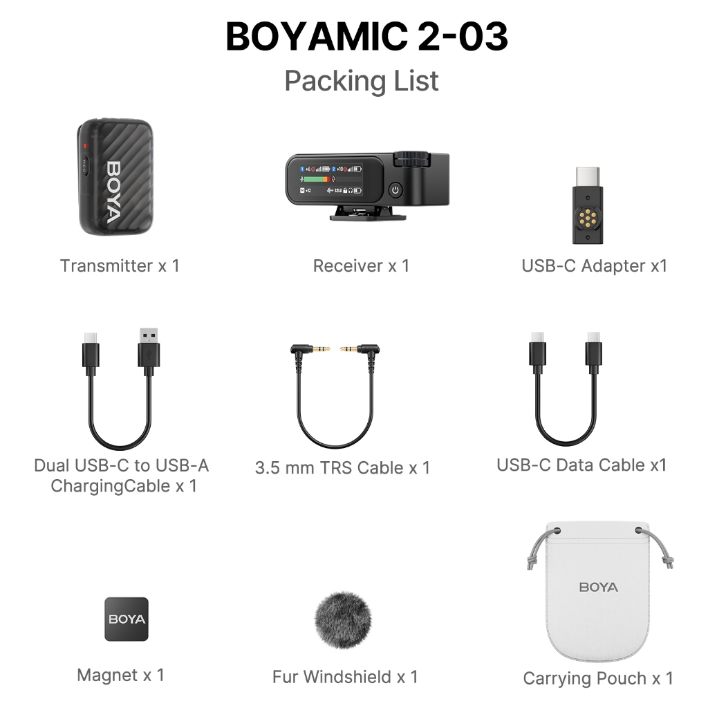 2026-10-28 TBQP Báo Giá Hà Nội - HCM - BOYAMIC 2 – Micro thu âm không dây hỗ trợ AI 29 BOYAMIC 2 – Micro thu âm không dây hỗ trợ AI chính hãng, hình ảnh thực tế mua tại HL Studio Microphone Boya 29