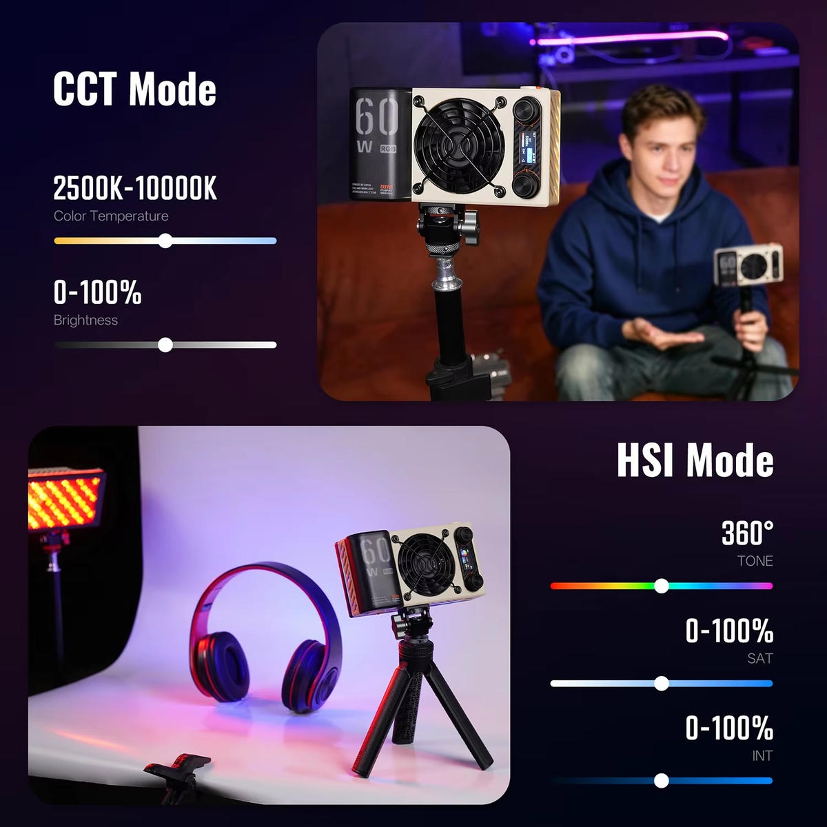 2026-10-21 TBQP Báo Giá Hà Nội - HCM - Đèn Led Zhiyun Fiveray M60 Ultra RGB 4 Đèn Led Zhiyun Fiveray M60 Ultra RGB chính hãng, hình ảnh thực tế mua tại HL Studio Đèn Led Quay Phim 4