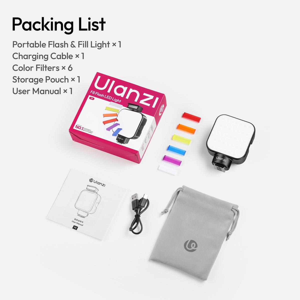 Ulanzi F8 Den Led Mini Rgb Kiem Flash Gn8 L295 10 Hlstudio