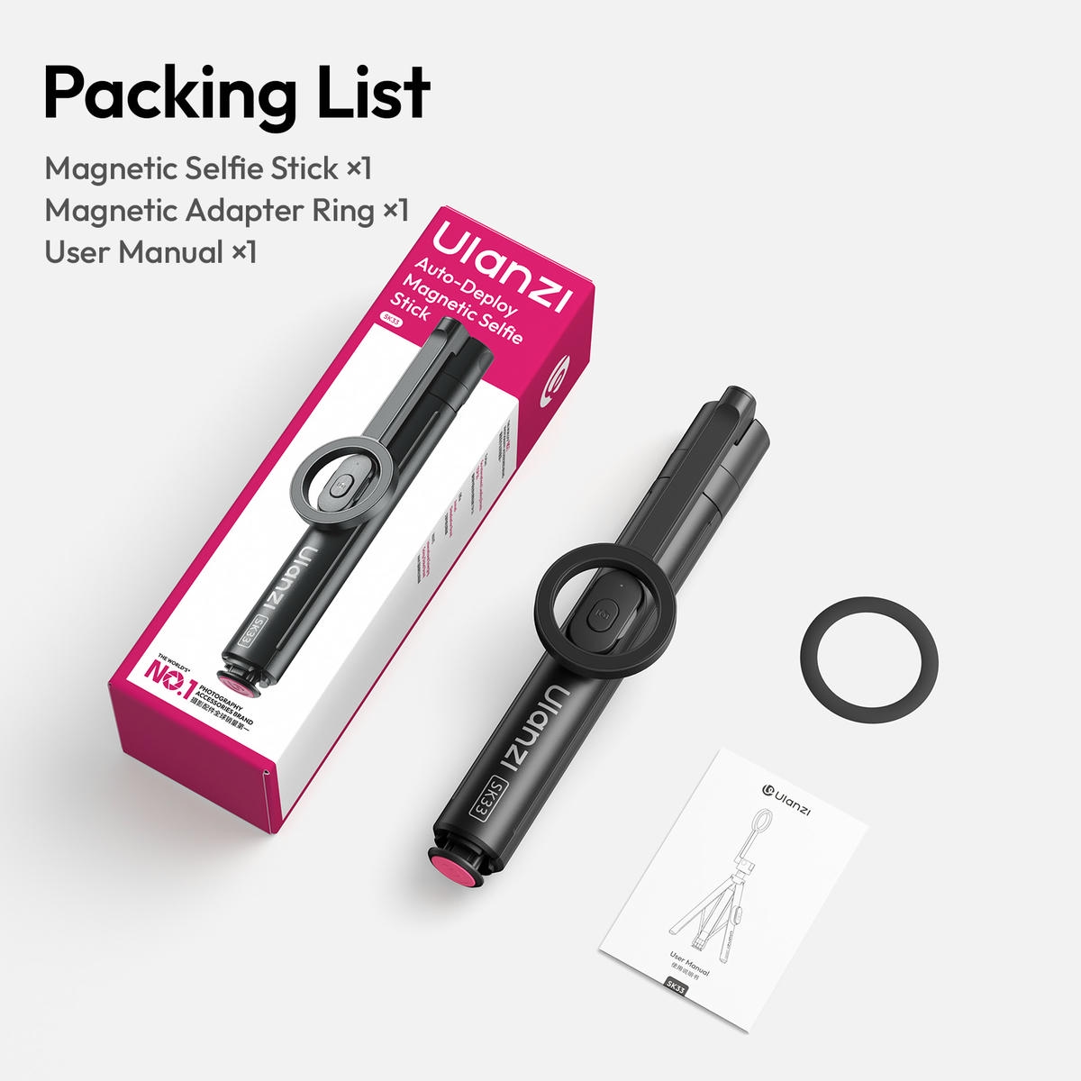 Ulanzi Sk33 Chan Tripod Tu Mo Magnetic Selfie Stick Kem Remote S141 17 Hlstudio